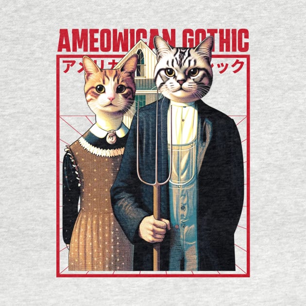 Ameowican Gothic - Timeless Farmer Feline Elegance by Conversion Threads